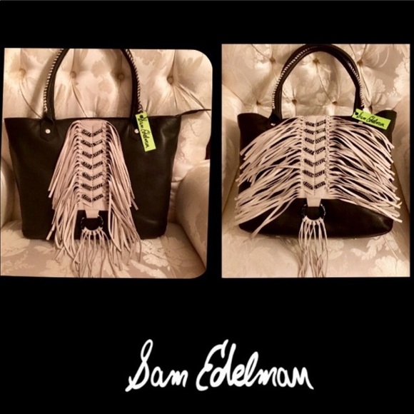 SAM EDELMAN SUEDE LEATHER FRINGE TOTE DISCONTINUED - Picture 3 of 9